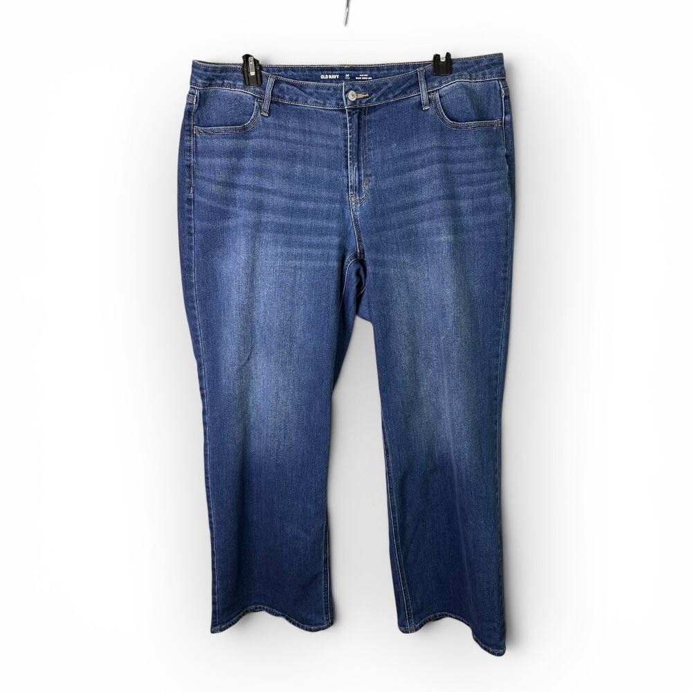 Old Navy High Rise WOW Wide Leg Jeans Dark Wash Denim Stretch Plus Size 20 Pants